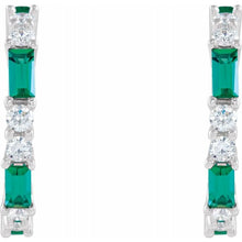 Load image into Gallery viewer, EMERALD AND DIAMOND HOOP EARRINGS
