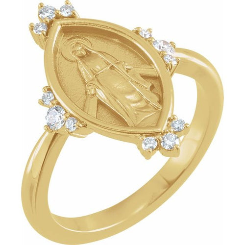 DIAMOND MIRACULOUS MEDAL RING - 14K Yellow Gold