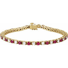 Load image into Gallery viewer, 2 ⅓ CTW DIAMOND &amp; RUBY TENNIS BRACELET - Yellow Gold
