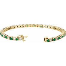 Load image into Gallery viewer, 2 ⅓ CTW DIAMOND &amp; EMERALD TENNIS BRACELET - Yellow Gold
