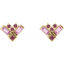 Load image into Gallery viewer, PINK MULTI-GEMSTONE CLUSTER EARRINGS - 14K Yellow Gold
