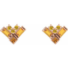 Load image into Gallery viewer, YELLOW MULTI-GEMSTONE CLUSTER EARRINGS - 14K Rose Gold
