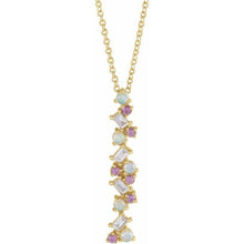 Load image into Gallery viewer, ETHIOPIAN OPAL, PINK SAPPHIRE, &amp; DIAMOND SCATTER BAR NECKLACE - 14K Yellow Gold

