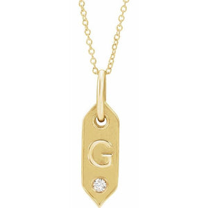 GOLD INITIAL 0.05 CTW DIAMOND 16-18" NECKLACE