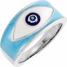 Load image into Gallery viewer, EVIL EYE RING - 14K White Gold
