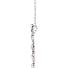 Load image into Gallery viewer, ETHIOPIAN OPAL, PINK SAPPHIRE, &amp; DIAMOND SCATTER BAR NECKLACE - 14K White Gold
