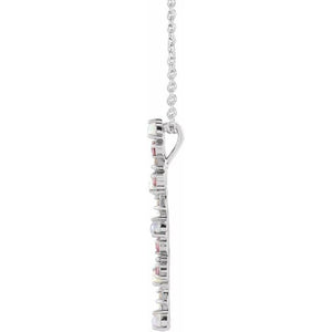 ETHIOPIAN OPAL, PINK SAPPHIRE, & DIAMOND SCATTER BAR NECKLACE - 14K White Gold