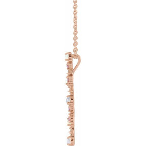 ETHIOPIAN OPAL, PINK SAPPHIRE, & DIAMOND SCATTER BAR NECKLACE - 14K Rose Gold