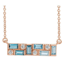 Load image into Gallery viewer, BLUE MULTI-GEMSTONE BAR NECKLACE - Rose Gold

