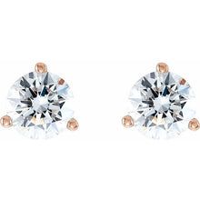 Load image into Gallery viewer, DIAMOND STUDS 3-PRONG MARTINI GLASS SETTING - 14K Rose Gold
