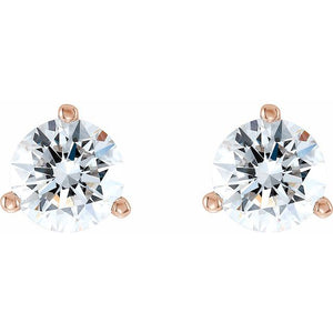 DIAMOND STUDS 3-PRONG MARTINI GLASS SETTING - 14K Rose Gold