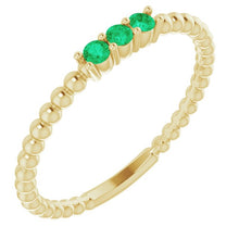 Load image into Gallery viewer, EMERALD BEADED STACKING RING
