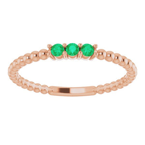 EMERALD BEADED STACKING RING