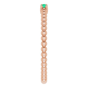 EMERALD BEADED STACKING RING