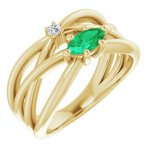 Load image into Gallery viewer, EMERALD AND DIAMOND MARQUISE RING
