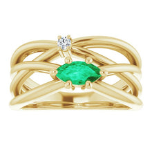 Load image into Gallery viewer, EMERALD AND DIAMOND MARQUISE RING
