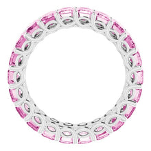 Load image into Gallery viewer, 7 1/4 CTW PINK EMERALD CUT SAPPHIRE ETERNITY BAND
