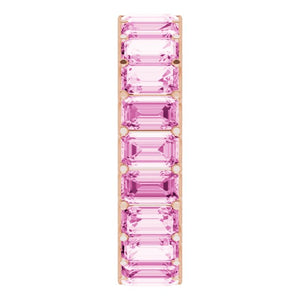7 1/4 CTW PINK EMERALD CUT SAPPHIRE ETERNITY BAND