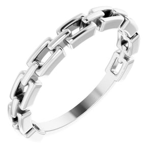 CHAIN LINK RING - White Gold