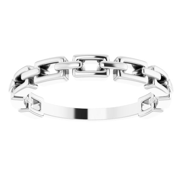 CHAIN LINK RING - White Gold