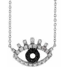 Load image into Gallery viewer, BLACK &amp; WHITE DIAMOND EVIL EYE NECKLACE - White Gold
