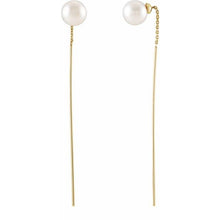 Load image into Gallery viewer, FRESHWATER CULTURED PEARL THREADER EARRINGS - 14K Yellow Gold
