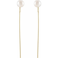 Load image into Gallery viewer, FRESHWATER CULTURED PEARL THREADER EARRINGS - 14K Yellow Gold
