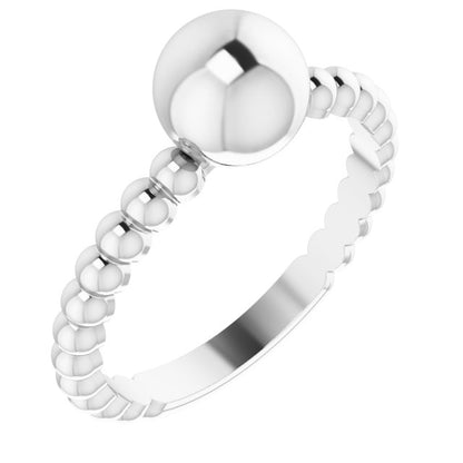 METAL BALL RING - 14K White Gold