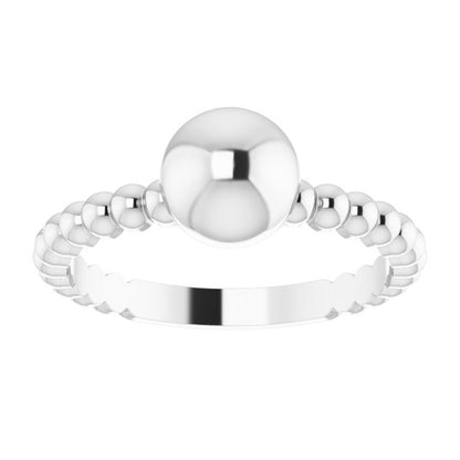 METAL BALL RING - 14K White Gold