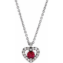 Load image into Gallery viewer, RUBY &amp; .06 CTW DIAMOND HEART NECKLACE
