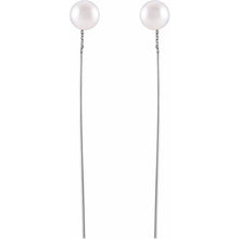 Load image into Gallery viewer, FRESHWATER CULTURED PEARL THREADER EARRINGS - 14K White Gold
