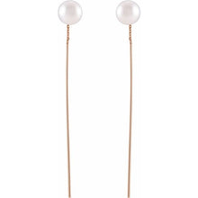 Load image into Gallery viewer, FRESHWATER CULTURED PEARL THREADER EARRINGS - 14K Rose Gold
