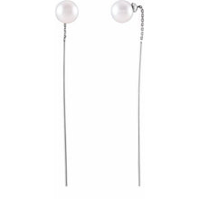 Load image into Gallery viewer, FRESHWATER CULTURED PEARL THREADER EARRINGS - 14K White Gold
