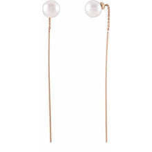 Load image into Gallery viewer, FRESHWATER CULTURED PEARL THREADER EARRINGS - 14K Rose Gold
