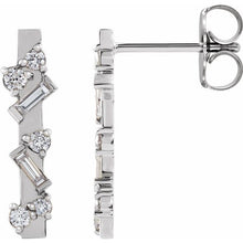 Load image into Gallery viewer, DIAMOND SCATTER BAR EARRINGS - 14K White Gold
