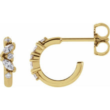 Load image into Gallery viewer, SCATTERED DIAMOND HOOP EARRINGS - 14K Yellow Gold
