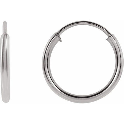 14K THIN HOOP EARRINGS - White Gold