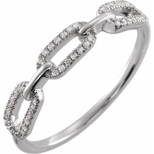 DIAMOND CHAIN LINK RING - 14k White Gold