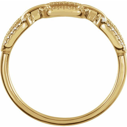 DIAMOND CHAIN LINK RING - 14k Yellow Gold