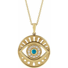 Load image into Gallery viewer, EVIL EYE NECKLACE - TURQUOISE - 14K Yellow Gold

