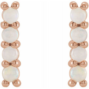 WHITE ETHIOPIAN OPAL BAR EARRING