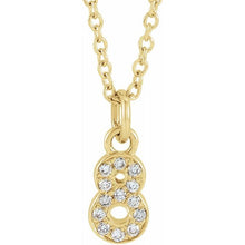 Load image into Gallery viewer, PETITE PAVE DIAMOND NUMERAL NECKLACE (16-18&quot;)
