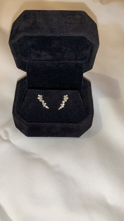 STAGGERED DIAMOND EAR CLIMBERS