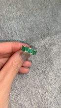 Load image into Gallery viewer, EMERALD AND DIAMOND STAGGERED RING
