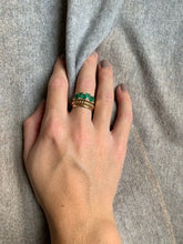 Load image into Gallery viewer, EMERALD AND DIAMOND STAGGERED RING
